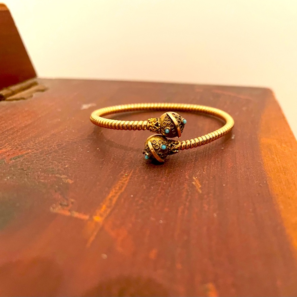 Victorian Etruscan Gold Over Brass CrossOver Bracelet for a Small Wrist.